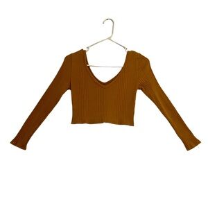 Women's Ribbed V-Neck Crop Top Size Small